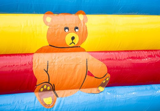 Buy a standard bouncers for children in striking colors with a large 3D object in the shape of a monkey on top. Order bouncers online at JB Inflatables UK