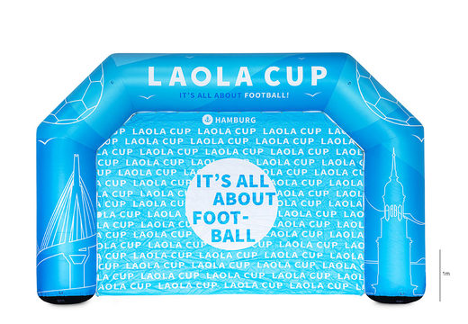 Inflatable custom made Laola Cup advertisement arch to buy at JB Promotions. Order bespoke advertising inflatable arches online at JB Inflatables UK