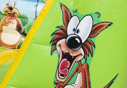 Small open bouncy castle to purchase in jungle theme for children. Bouncy castles are online for sale at JB Inflatables UK le at JB Inflatables
