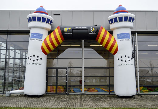 Custom made inflatable Derpbikers Egmond aan Zee advertisement arch for sale at JB Promotions UK. Request a free design for an advertising inflatable arch in your own style now