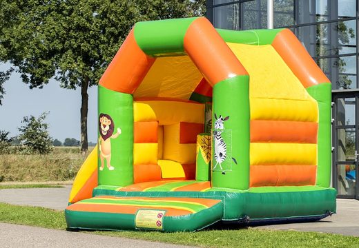 Midi multifun inflatable bouncer with roof for children for sale in jungle theme. Buy bouncers online at JB Inflatables UK 