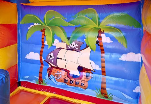 Midi inflatable multifun roofed bouncy castle in pirate theme for sale. Buy bouncy castles at JB Inflatables UK onlinetables online