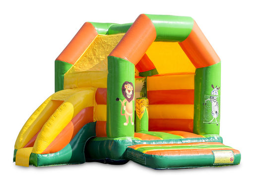 Midi multifun inflatable bounce house for kids for sale in jungle theme. Online available at JB Inflatables UK 