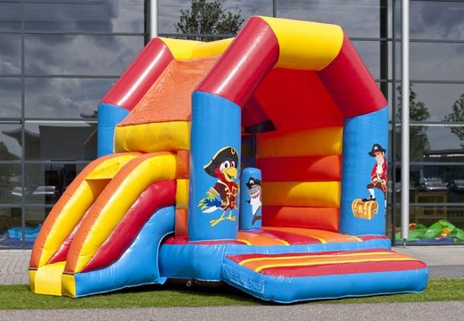 Midi multifun inflatable bouncer with roof for children for sale in pirate theme. Buy bouncers online at JB Inflatables UK 