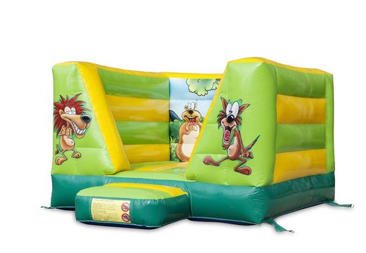 Buy a small open bounce house in jungle theme for children. Visit JB Inflatables UK online