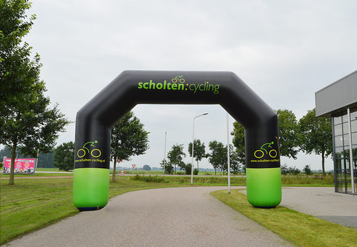 Custom made inflatable Scholten cycling start & finish arch for sale at JB Promotions UK. Request a free design for an advertising inflatable arch in your own style now