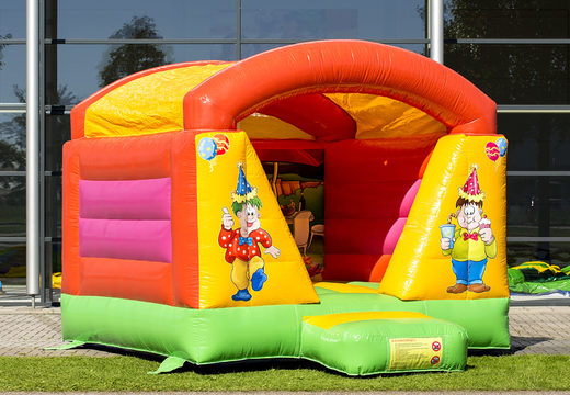 Small bounce house with roof for kids to buy in party theme. Bounce houses available at JB Inflatables UK online