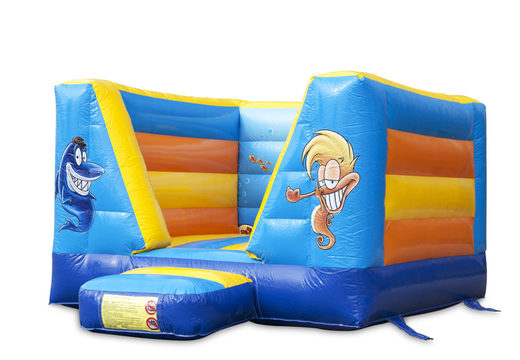 Buy a small open inflatable bouncy castle in seaworld theme for kids. Order bouncy castles now at JB Inflatables UK online