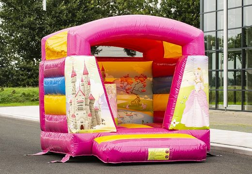 Small bouncer with roof in princess castle theme for sale. Buy bouncers online at JB Inflatables UK 