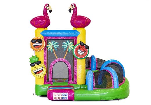 Order mini with slide flamingo bouncy castle for children. Buy inflatable bouncy castles online at JB Inflatables UK