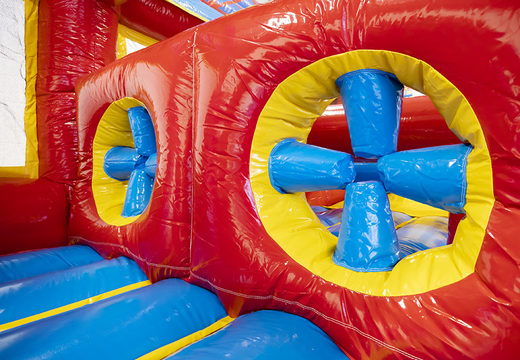 Order an obstacle course 13.5 meters long in a themed rollercoaster with appropriate 3D objects for kids. Buy inflatable obstacle courses online now at JB Inflatables UK