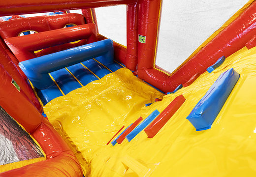 Rollercoaster inflatable obstacle course with matching 3D objects for children. Buy inflatable obstacle courses online now at JB Inflatables UK