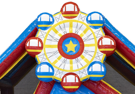 Buy a 13.5 meter long obstacle course in a rollercoaster theme with appropriate 3D objects for kids. Order inflatable obstacle courses now online at JB Inflatables UK