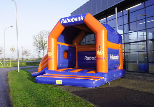 Bespoke Rabobank Multifun bouncy castle in your given corporate identity for sale. Request a free design for inflatable bouncy castles in your own corporate identity at JB Inflatables UK