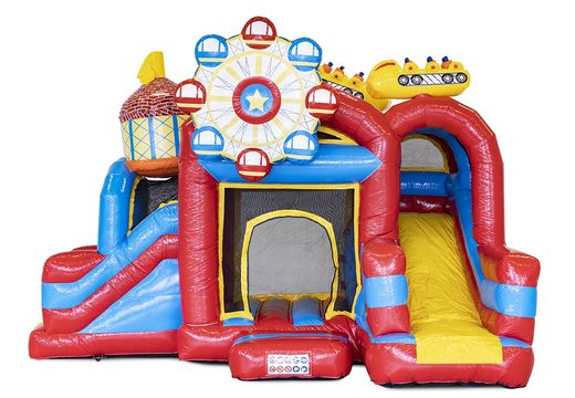 Order custom made inflatable Aniko Jumpy Rollercoaster inflatable bouncer online at JB Promotions UK; specialist in inflatable advertising items such as custom bouncers
