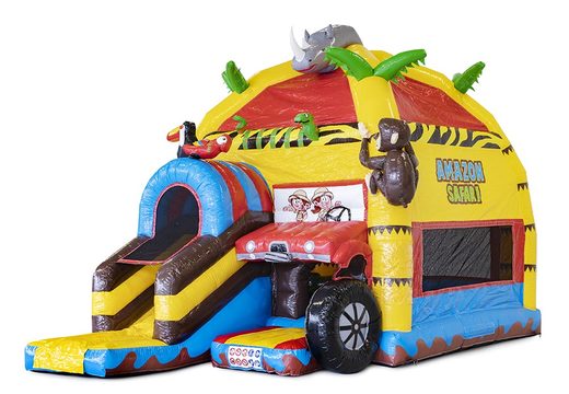 Order now online bespoke Typically Joris Events Maxi Multifun Safari bouncy castle at JB Promotions UK. JB Promotions UK your specialist in inflatable advertising items such as custom made bouncers