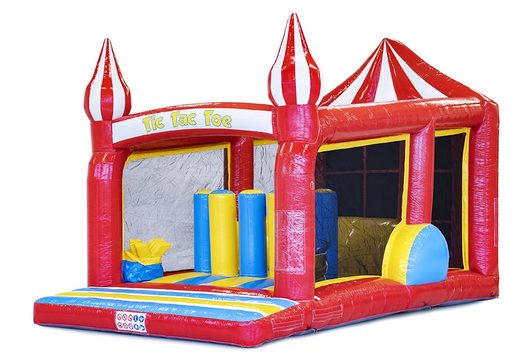 Order bouncy castle with obstacle course and tic tac toe game for kids. Buy bouncy castles online at JB Inflatables UK
