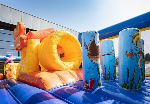 Buy Bounce World seaworld bouncer with slides and all kinds of obstacles with seaworld prints for kids. Order bouncers online at JB Inflatables UK