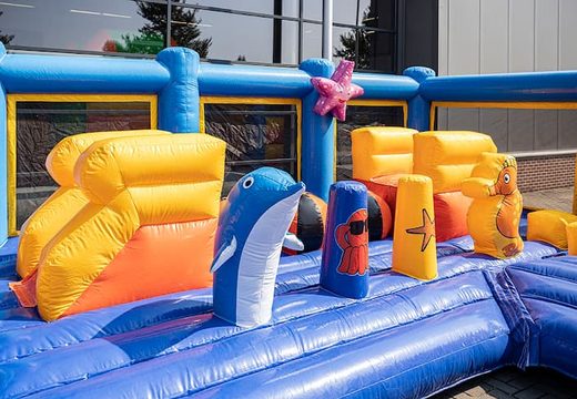 Buy a large seaworld themed inflatable bouncer with multiple slides and all sorts of fun obstacles with themed prints for kids. Order bouncers online at JB Inflatables UK