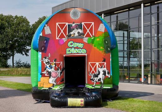 Order disco multi-themed 4,5m bouncy castle in Cows theme for kids. Buy inflatable bouncy castles at JB Inflatables UK