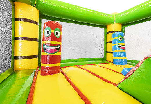 Mini inflatable bouncy castle in theme lion with slide to buy for children. Buy inflatable bouncy castle at JB Inflatables UK