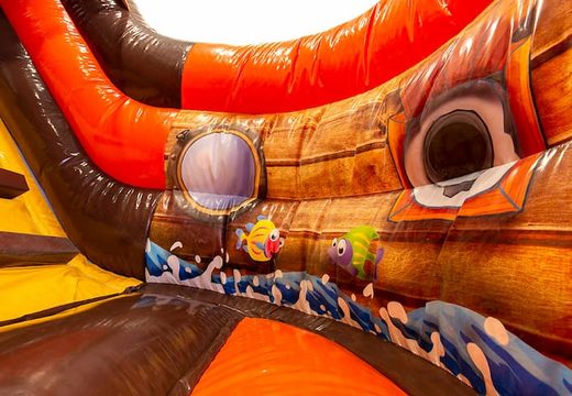 Order large inflatable open multiplay bouncer with slide in funcity pirate theme for kids. Buy bouncers online at JB Inflatables UK