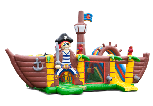 Buy large inflatable indoor multiplay bouncy castle with slide in the theme XXL pirate for children. Order bouncy castles online at JB Inflatables UK