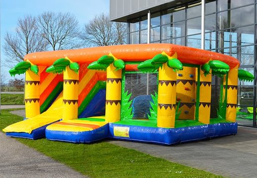 Order large inflatable open multiplay indoor jungle bounce house with slide for kids. Buy bounce houses online at JB Inflatables UK