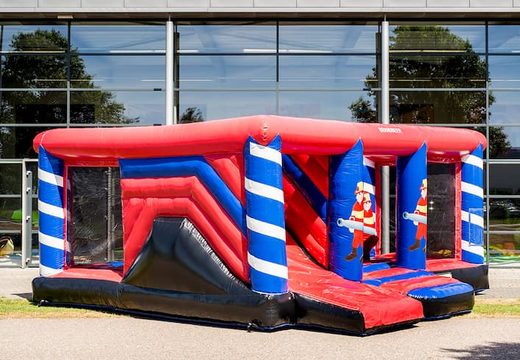 Multiplay indoor fire brigade bouncy castle with a slide for kids. Buy bouncy castles online at JB Inflatables UK