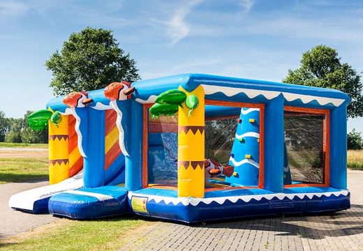 Buy indoor multiplay seaworld bouncy castle in a limited height of 2.74 meters and with a slide for children. Order bouncy castles online at JB Inflatables UK