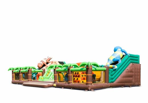 Buy large inflatable open play park bouncy castle with slide and games in the theme jungle world 20 meters for children. Order bouncy castles online at JB Inflatables UK