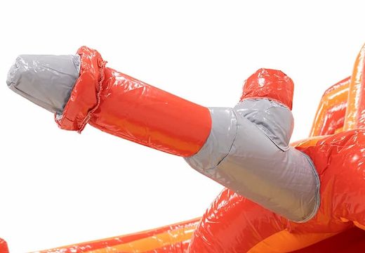 Crawl tunnel fire brigade bounce house with obstacles, a climbing ramp and sliding ramp for kids. Buy bounce houses online at JB Inflatables UK