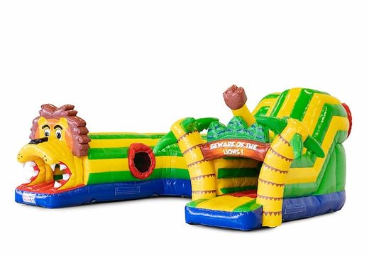 Buy a large inflatable indoor play fun crawl tunnel bouncy castle in the lion theme for children. Order bouncy castles online at JB Inflatables UK