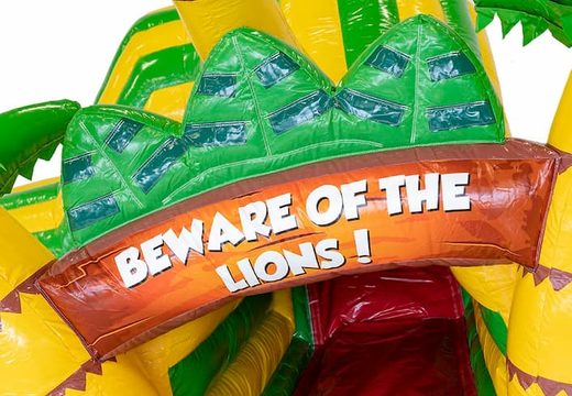 Buy a spacious crawl tunnel lion bouncy castle for kids. Order inflatables online at JB Inflatables UK
