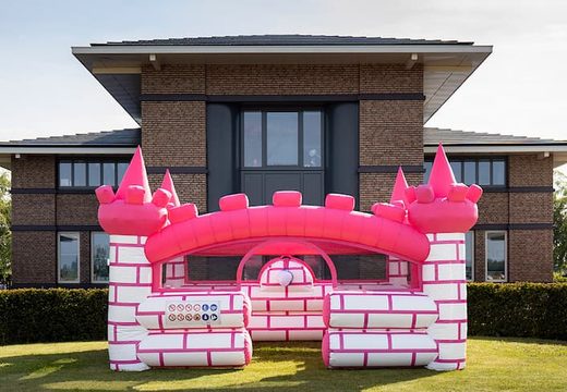 Opblaasbaar open bubble boarding park springkussen met schuim kopen in thema roze prinses kasteel castle voor kids