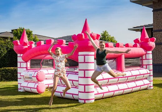Opblaasbaar open bubble boarding park springkasteel met schuim kopen in thema roze prinses kasteel castle voor kinderen