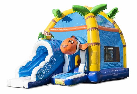 Buy inflatable indoor multiplay maxifun super bouncy castle with slide in theme clownfish nemo seaworld for children. Order inflatable bouncy castles online at JB Inflatables UK