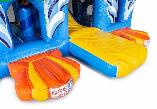 Nemo themed bouncy castle with a slide and 3D objects for children. Order bouncy castles online at JB Inflatables UK