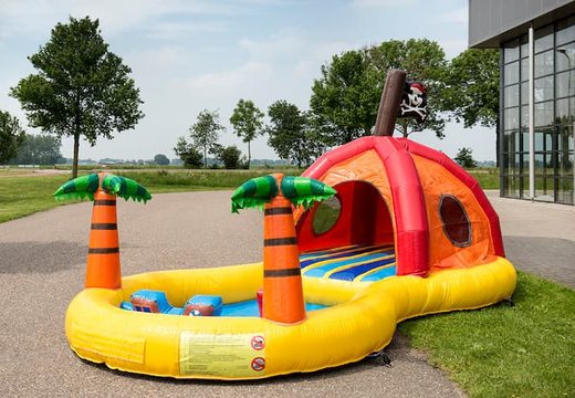 Buy half-open playzone pirate bouncy castle with plastic balls and 3D objects for children. Order bouncy castles online at JB Inflatables UK
