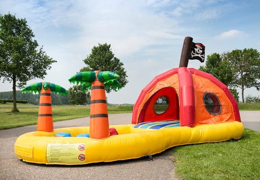 Order playzone bouncy castle in pirate theme with plastic balls and buy 3D objects for kids. Order bouncy castles online at JB Inflatables UK