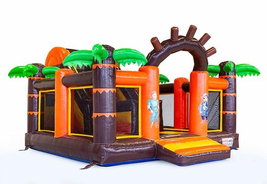 Buy a Pirate themed slidebox bouncy castle with a slide for kids. Buy bouncy castles online at JB Inflatables UK
