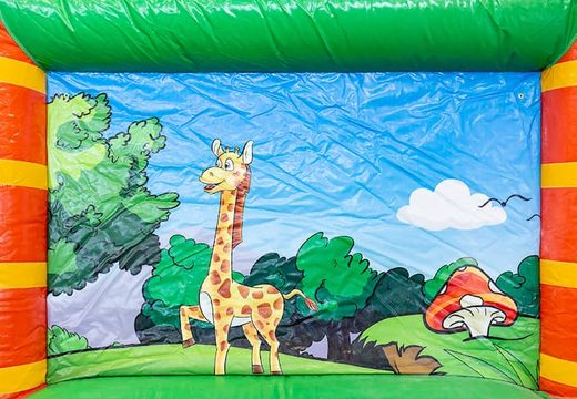 Play mountain open jungle bouncy castle with walls for kids. Order bouncy castles online at JB Inflatables UK
