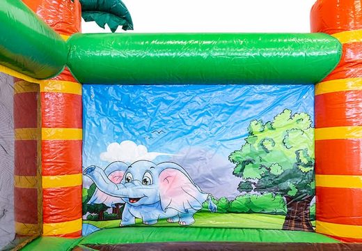 Buy a large inflatable open bouncer with walls in a jungle theme for children. Order bouncers online at JB Inflatables UK