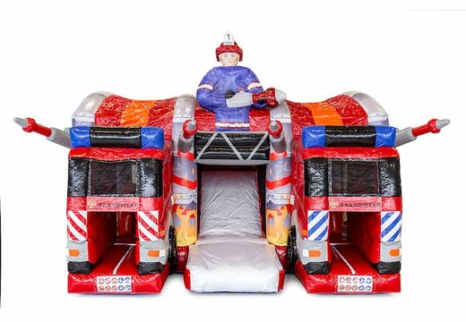 Buy indoor multiplay fire brigade bouncy castle in a unique design, a slide and 3D objects for children. Order bouncy castles online at JB Inflatables UK