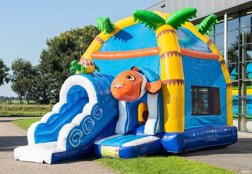 Order covered maxifun super bouncy castle with slide in the seaworld theme for children. Buy bouncy castles online at JB Inflatables UK