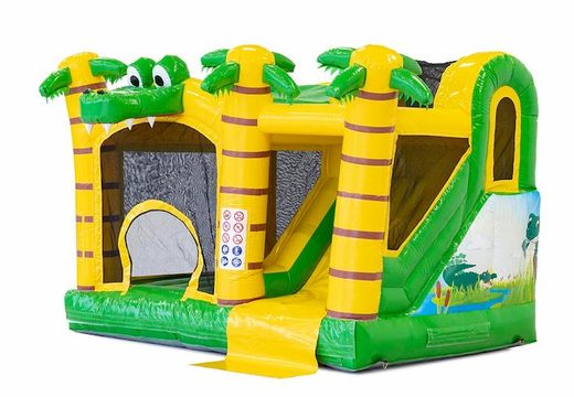 Buy inflatable multiplay bouncy castle in crocodile theme with or without bath for children at JB Inflatables UK. Order bouncy castles online at JB Inflatables UK