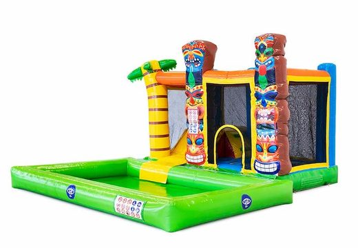 Order a multi splash Hawaii bouncer with or without bath for children. Buy bouncers online at JB Inflatables UK
