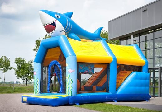 Buy shooting combo seaworld bouncer covered with shooting game and slide for kids. Order bouncers online at JB Inflatables UK
