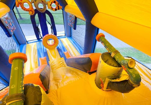 Order shooting combo seaworld bouncy castle with cover, shooting game and slide for kids. Buy bouncy castles online at JB Inflatables UK