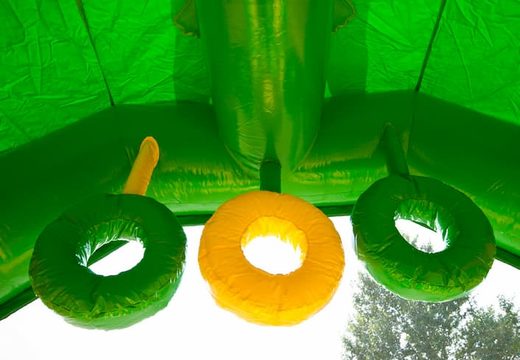 Order shooting combo small jungle bouncer covered, with cannon game and slide for kids. Buy inflatable bouncers online at JB Inflatables UK